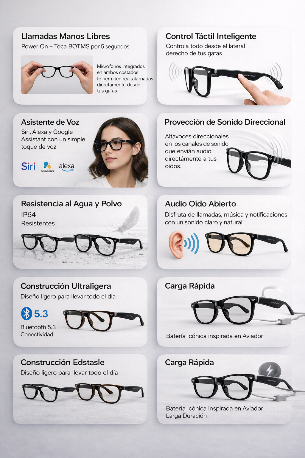 Gafas Inteligentes con Cámara y IA – SmartView Pro | Bluetooth, Traducción y Audio Integrado